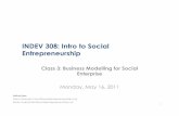 INDEV308 Class 3 - Business Modelling for Social Entreprise