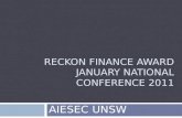 AIESEC UNSW 2011 Reckon Finance Award Application