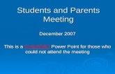 Ace-High Students/Parents Meeting Dec 07