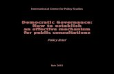 Democratic Governance: How to establish an effective mechanism for public consultations