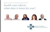 SC Hospital Association Presentation: Health Care Reform - What Does It Mean for You?