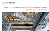 Role of LCA in evaluating the sustainability of steel