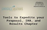 Tools to Expedite Your Proposal, IRB, and Results Chapter