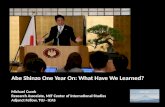 Public lecture slide presentation (1.9.2014) Michael Cucek: Abe Shinzo one year on: what have we learned?