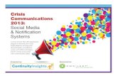 Crisis Communications 2013: Social Media & Notification Systems