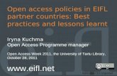 Open access policies in EIFL partner countries: Best practices and lessons learnt