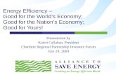 Energy Efficiency – Good for the World’s Economy; Good for the Nation’s Economy; Good for Yours!