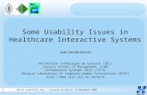 Some Usability Issues in Healthcare Interactive Systems