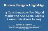 13 Considerations For Digital Marketing And Social Media Communications In 2013