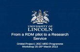 Orbital Project: From RDM to a Research Service