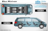 Blue minivan top view powerpoint ppt templates.