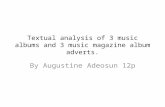 Textual analysis of 3 music albums and 3