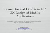 Some Dos and Don’ts in UI/UX Design of Mobile Applications