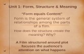Film Studies Unit 1  Structure/Story/Form