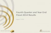 Royal Gold's Fourth Quarter and Year End Fiscal 2014 Results