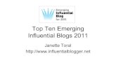 Top 10 Emerging Influential Blogs 2011 Winners