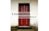 Lesson 9: Example Text I