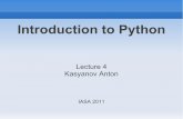 Anton Kasyanov, Introduction to Python, Lecture4