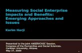 Measuring Social Enterprise Impacts and Benefits:Emerging Approaches and Issues