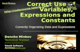 7. Correct Use of Variables, Data, Expressions and Constants - Correctly Organizing Data and Expressions constants