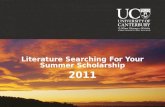 Literature Searching For Your Summer Scholarship 2011 - Science and Engineering