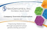 NeoGenomics Company Overview Presentation 2014-09-12