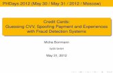 Guessing CVV, Spooﬁng Payment and Experiences with Fraud Detection Systems