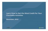 Connance Presents "How to Get the Most Credit For Your Charitable Activities"