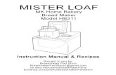 Mister Loaf MK Home Bakery Bread Maker Model HB211 Instruction Manual & Recipes HB 211