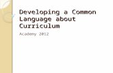 Developing a common language about curriculum