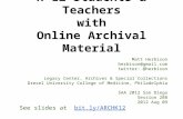 Connecting K-12 Students & Teachers with Online Archival Material