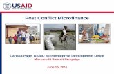 Carrisa Page, Learning from Real World Experiences: Lessons Learned in Using Microfinance in Post Conflict and Post Disaster Situations