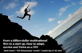 From a billion-dollar multinational firm to a start up. How to adapt, survive and thrive as a CFO