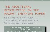 How to Describe a DOT Special Permit or Exemption on a Hazardous Material Shipping Paper
