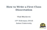 How to write a first class disseration 19th feb 2013 aston