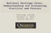 National Heritage Areas a Workshop at Heritage Canada 2014