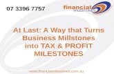 Financial Milestones Profit And Tax Planning Presentation