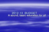April 18, 2012 Budget Presentation