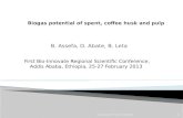 Biogas potential of spent, coffee husk and pulp