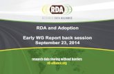 RDA Work Groups Outputs and Adoption - Early WG Report back session