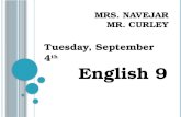 Welcome to english 9 week of tuesday september 4th
