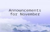 Announcements for november 2013