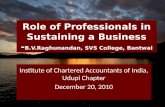 Role of professionals in sustaining a business- b.v.raghunandan