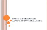 Basic information about auto title loans