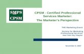 SMPS - Certified Professional Service Marketers - A Practitioner's Perspective