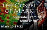 9.23.12 - Mine or His - Mark 10:17-31