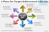 8 plans for target achievement arrows circular motion network power point slides