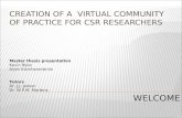 Creation of a virtual community of practice for csr researchers