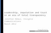 Leadership, reputation and trust in an era of total transparency