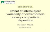 Effect of intersubject variability of extrathoracic airways on particle deposition